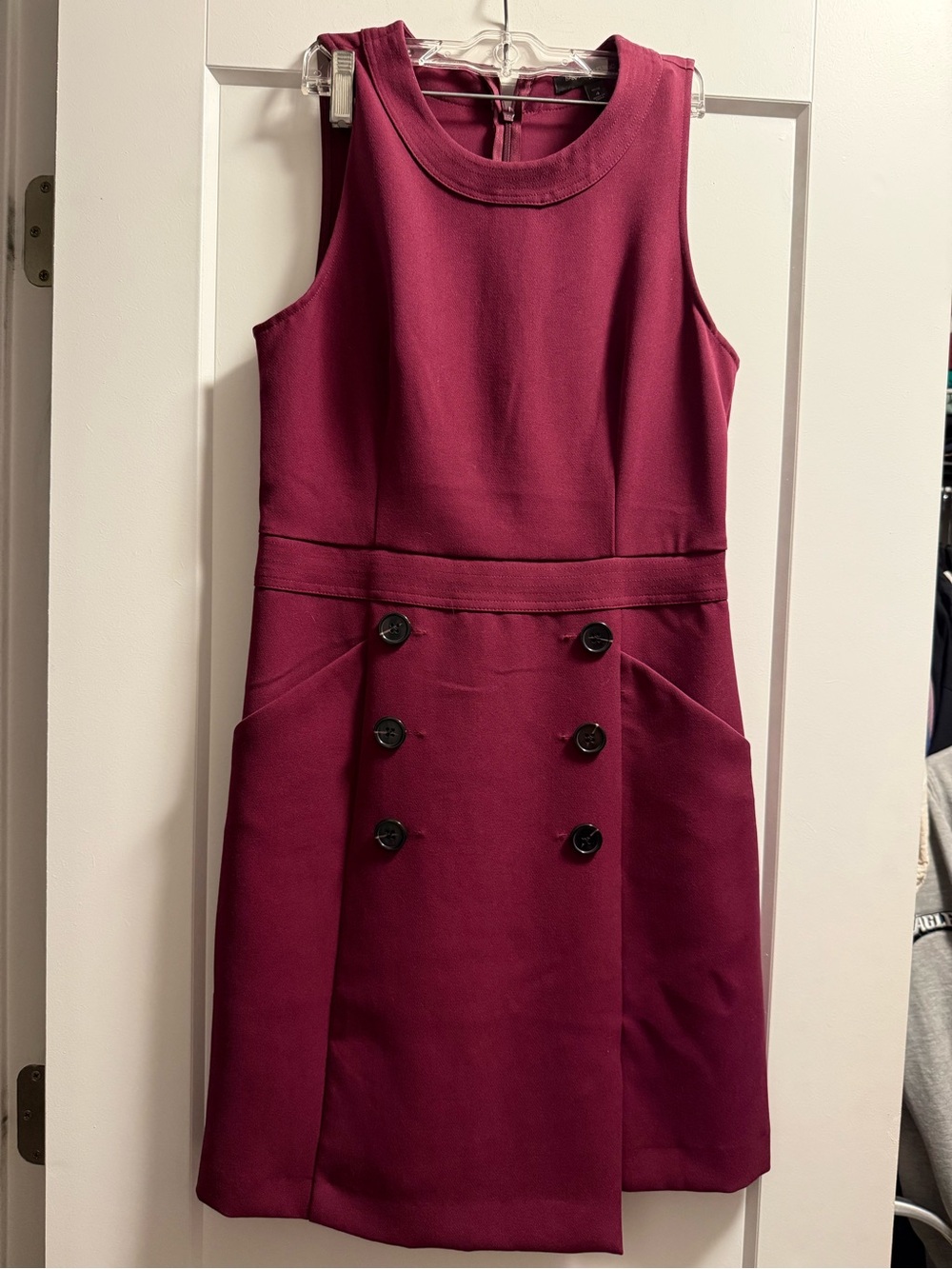 Never worn Banana Republic Sleeveless Wine Red Shift Dress with Front Buttons